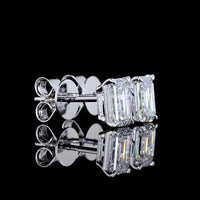 14K White Gold Emerald Cut Diamond Stud Earrings - 1.57 Carat Total Weight - Covaloro Fine Jewelry