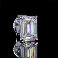 14K White Gold Emerald Cut Diamond Stud Earrings - 1.57 Carat Total Weight - Covaloro Fine Jewelry