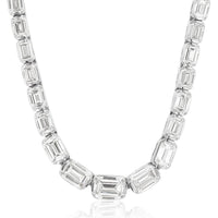 14K White Gold Emerald-Cut Diamond Tennis Necklace - 4.67 Carat Total Diamond Weight - Royal Jewelry
