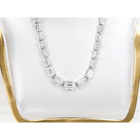 14K White Gold Emerald-Cut Diamond Tennis Necklace - 4.67 Carat Total Diamond Weight - Royal Jewelry