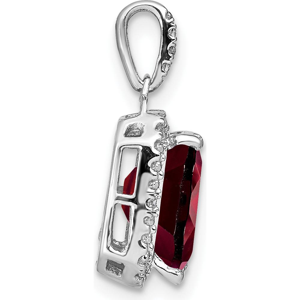14K White Gold Emerald-Cut Garnet and Diamond Halo Pendant - 5.07 Carat Total Garnet Weight by Lumare Gioia