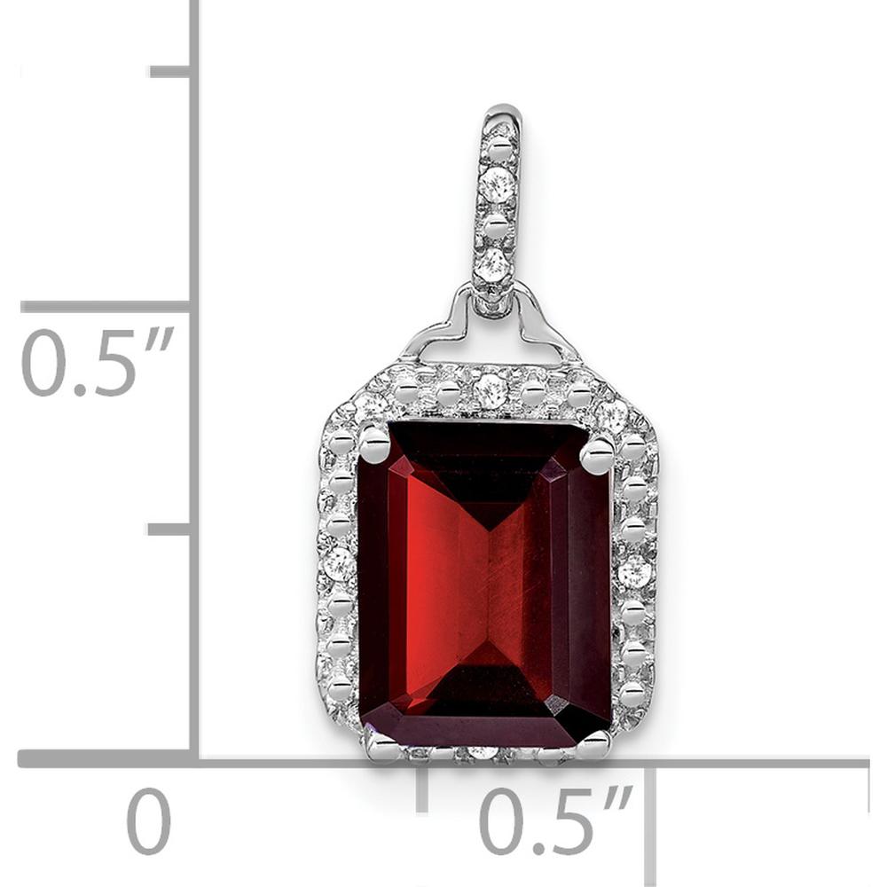 14K White Gold Emerald-Cut Garnet and Diamond Halo Pendant - 5.07 Carat Total Garnet Weight by Lumare Gioia