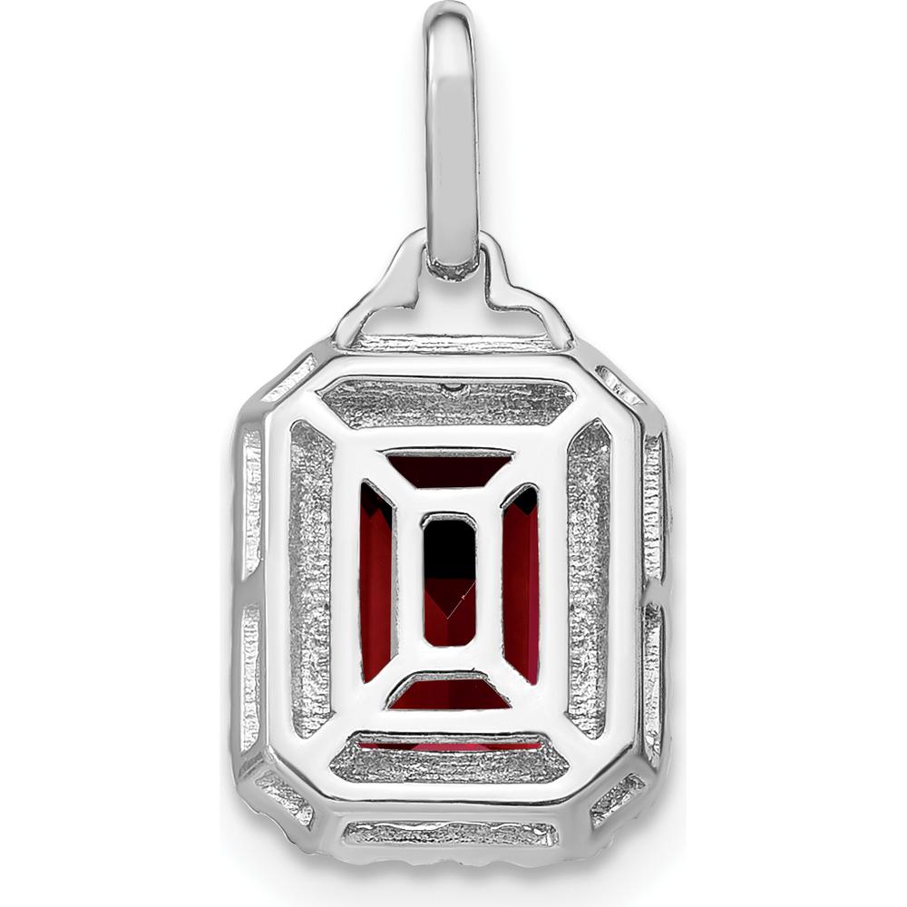 14K White Gold Emerald-Cut Garnet and Diamond Halo Pendant - 5.07 Carat Total Garnet Weight by Lumare Gioia
