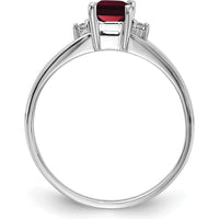 14K White Gold Emerald Cut Garnet Ring with Round Diamond Accents - 0.7 Carat Total Garnet Weight by Monteluci Fine Jewelry