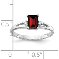14K White Gold Emerald Cut Garnet Ring with Round Diamond Accents - 0.7 Carat Total Garnet Weight by Monteluci Fine Jewelry