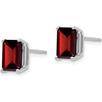 14K White Gold Emerald Cut Garnet Stud Earrings - 1.95 Carat Total Garnet Weight by Monteluci Fine Jewelry