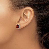 14K White Gold Emerald Cut Garnet Stud Earrings - 1.95 Carat Total Garnet Weight by Monteluci Fine Jewelry