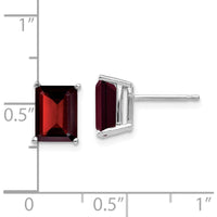 14K White Gold Emerald Cut Garnet Stud Earrings - 1.95 Carat Total Garnet Weight by Monteluci Fine Jewelry