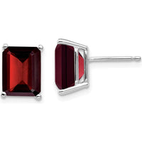 14K White Gold Emerald Cut Garnet Stud Earrings - 2.65 Carat Total Garnet Weight by Monteluci Fine Jewelry