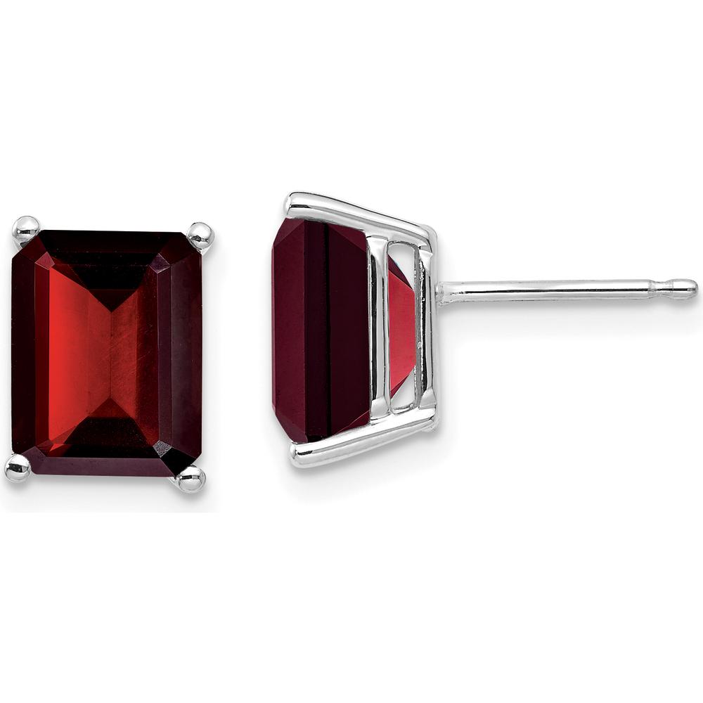 14K White Gold Emerald Cut Garnet Stud Earrings - 2.65 Carat Total Garnet Weight by Monteluci Fine Jewelry