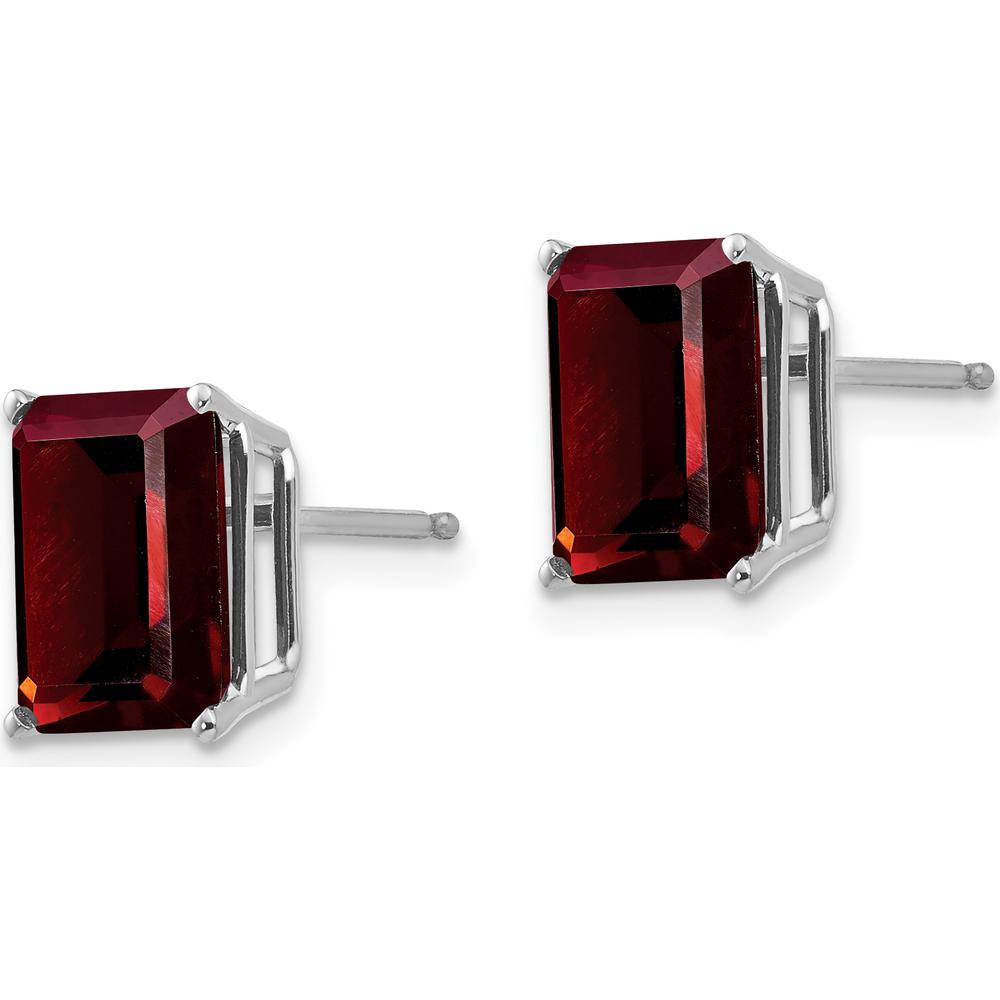 14K White Gold Emerald Cut Garnet Stud Earrings - 2.65 Carat Total Garnet Weight by Monteluci Fine Jewelry
