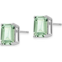 14K White Gold Emerald-Cut Green Quartz Stud Earrings - 1.45 Carat Total Gem Weight by Monteluci Fine Jewelry