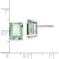 14K White Gold Emerald-Cut Green Quartz Stud Earrings - 1.45 Carat Total Gem Weight by Monteluci Fine Jewelry