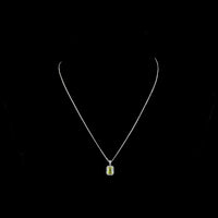 14K White Gold Emerald Cut Halo Pendant with Fancy Vivid Yellow Lab Diamond and Round Diamond Accents - 1.21 Carat Total Diamond Weight - Covaloro Fine Jewelry