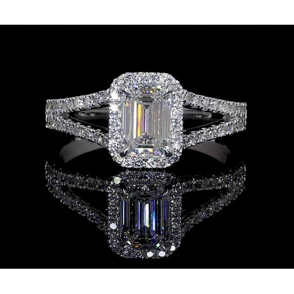 14K White Gold Emerald Cut Halo Split Shank Ring with 9.01 Carat Total Weight Lab Grown Diamonds (GIA Certified, Center 8.01 Carats, E-F VS2) - Covaloro Fine Jewelry