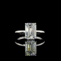 14K White Gold Emerald Cut Hidden Halo Ring with 3.00 Carat Lab Diamond Center and 22 Brilliant Cut Accent Stones - 3.09 Total Carat Weight, IGI Certified - Covaloro Fine Jewelry