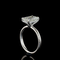 14K White Gold Emerald Cut Hidden Halo Ring with 3.00 Carat Lab Diamond Center and 22 Brilliant Cut Accent Stones - 3.09 Total Carat Weight, IGI Certified - Covaloro Fine Jewelry