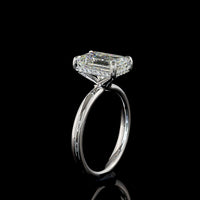 14K White Gold Emerald Cut Hidden Halo Ring with 3.00 Carat Lab Diamond Center and 22 Brilliant Cut Accent Stones - 3.09 Total Carat Weight, IGI Certified - Covaloro Fine Jewelry