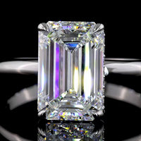 14K White Gold Emerald Cut Hidden Halo Ring with 3.08 Carat Lab Grown Diamond and 0.11 Carat Brilliant Cut Accents - IGI Certified E VVS2 - Covaloro Fine Jewelry