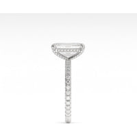 14K White Gold Emerald Cut Hidden Halo Ring with 8.30 Carat Lab Grown Diamond Center and Pavé Diamond Band - 9.01 Total Carat Weight - Covaloro Fine Jewelry