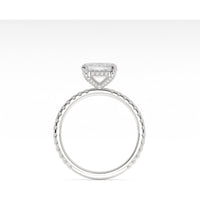 14K White Gold Emerald Cut Hidden Halo Ring with 8.30 Carat Lab Grown Diamond Center and Pavé Diamond Band - 9.01 Total Carat Weight - Covaloro Fine Jewelry