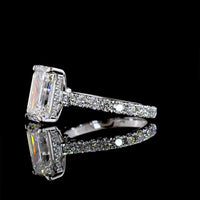 14K White Gold Emerald Cut Hidden Halo Ring with Lab Diamonds - 5.07 Carats Total Diamond Weight - Covaloro Fine Jewelry