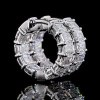 14K White Gold Emerald Cut Huggie Earrings with 20 Lab Diamonds - 3.07 Carats Total Diamond Weight - Covaloro Fine Jewelry