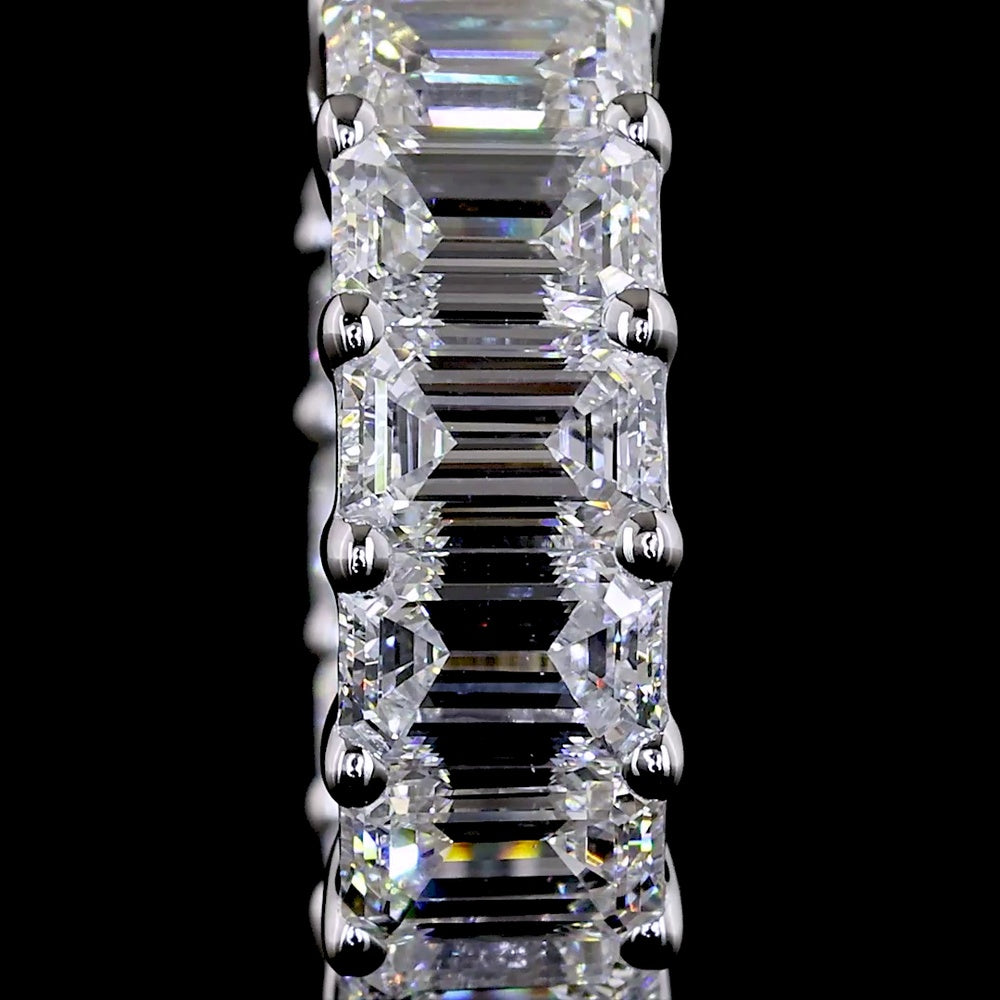 14K White Gold Emerald Cut Huggie Earrings with 20 Lab Diamonds - 3.07 Carats Total Diamond Weight - Covaloro Fine Jewelry
