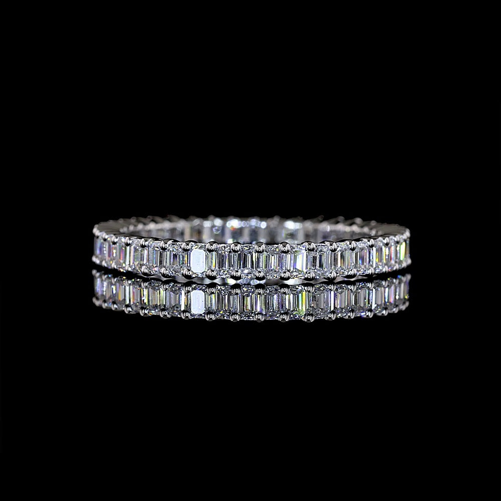 14K White Gold Emerald Cut Lab Diamond Eternity Band - 1.14 Carat Total Weight, 41 Stones, E-F Color VS1 Clarity - Covaloro Fine Jewelry