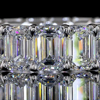 14K White Gold Emerald Cut Lab Diamond Eternity Band - 17 Stones, 8.30 Carat Total Weight, E-F VS Clarity - Covaloro Fine Jewelry