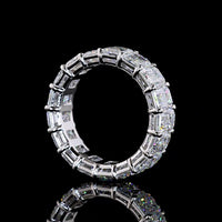 14K White Gold Emerald Cut Lab Diamond Eternity Band - 17 Stones, 8.30 Carat Total Weight, E-F VS Clarity - Covaloro Fine Jewelry