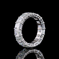 14K White Gold Emerald Cut Lab Diamond Eternity Band - 17 Stones, 8.30 Carat Total Weight, E-F VS Clarity - Covaloro Fine Jewelry