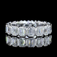 14K White Gold Emerald Cut Lab Diamond Eternity Band with Bezel Setting - 2.83 Carat Total Diamond Weight - Covaloro Fine Jewelry