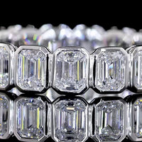 14K White Gold Emerald Cut Lab Diamond Eternity Band with Bezel Setting - 2.83 Carat Total Diamond Weight - Covaloro Fine Jewelry