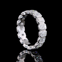 14K White Gold Emerald Cut Lab Diamond Eternity Band with Bezel Setting - 2.83 Carat Total Diamond Weight - Covaloro Fine Jewelry