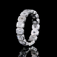 14K White Gold Emerald Cut Lab Diamond Eternity Band with Bezel Setting - 2.83 Carat Total Diamond Weight - Covaloro Fine Jewelry