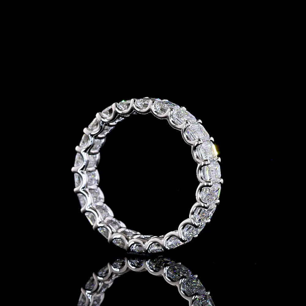 14K White Gold Emerald Cut Lab Diamond Eternity Band with U-Prong Setting - 2.95 Total Carat Weight, 23 Stones, E-F Color VS Clarity - Covaloro Fine Jewelry