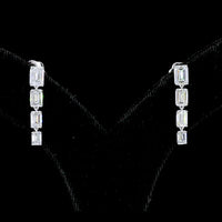14K White Gold Emerald-Cut Lab Diamond Hanging Drop Earrings - 2.62 Carats Total Diamond Weight - Covaloro Fine Jewelry
