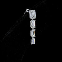 14K White Gold Emerald-Cut Lab Diamond Hanging Drop Earrings - 2.62 Carats Total Diamond Weight - Covaloro Fine Jewelry