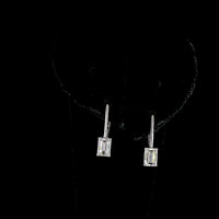 14K White Gold Emerald Cut Lab Diamond Hanging Earrings with Brilliant Cut Accents - 1.10 Total Carat Weight - Covaloro Fine Jewelry