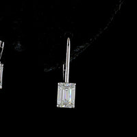14K White Gold Emerald Cut Lab Diamond Hanging Earrings with Brilliant Cut Accents - 1.10 Total Carat Weight - Covaloro Fine Jewelry
