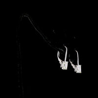 14K White Gold Emerald Cut Lab Diamond Hanging Earrings with Brilliant Cut Accents - 1.10 Total Carat Weight - Covaloro Fine Jewelry