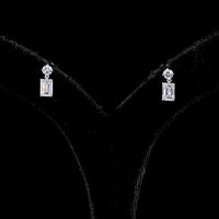 14K White Gold Emerald Cut Lab Diamond Hanging Earrings with Brilliant Round Accents - 1.58 Carats Total Diamond Weight - Covaloro Fine Jewelry