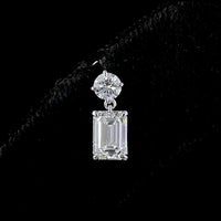 14K White Gold Emerald Cut Lab Diamond Hanging Earrings with Brilliant Round Accents - 1.58 Carats Total Diamond Weight - Covaloro Fine Jewelry