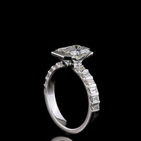 14K White Gold Emerald Cut Lab Diamond Hidden Halo Ring with Baguette Side Stones - 2.83 Carat Total Diamond Weight, IGI Certified (E-F Color, VS Clarity) - Covaloro Fine Jewelry