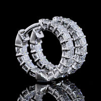 14K White Gold Emerald Cut Lab Diamond Huggie Earrings - 1.45 Carat Total Weight, E-F Color VS Clarity - Covaloro Fine Jewelry