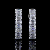 14K White Gold Emerald Cut Lab Diamond Huggie Earrings - 1.45 Carat Total Weight, E-F Color VS Clarity - Covaloro Fine Jewelry