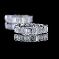 14K White Gold Emerald Cut Lab Diamond Huggie Earrings - 1.45 Carat Total Weight, E-F Color VS Clarity - Covaloro Fine Jewelry