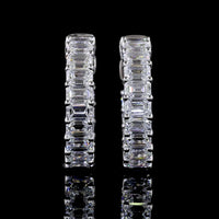 14K White Gold Emerald Cut Lab Diamond Huggie Earrings - 1.59 Total Carat Weight, E-F Color, VS Clarity, Prong Set - Covaloro Fine Jewelry
