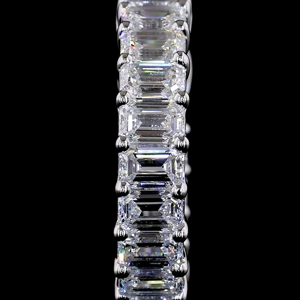 14K White Gold Emerald Cut Lab Diamond Huggie Earrings - 1.59 Total Carat Weight, E-F Color, VS Clarity, Prong Set - Covaloro Fine Jewelry
